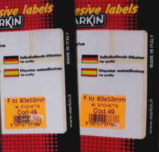 MARKIN ETICHETTE AUTOADESIVE COD 49 MISURA MM 83X53 2 CONFEZIONI DA 10 FOGLI