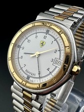Rare Working Ferrari By Cartier Formula 183237 White Dial Gold & Silver Band R1