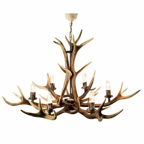 Lampadario con vere corna - , di