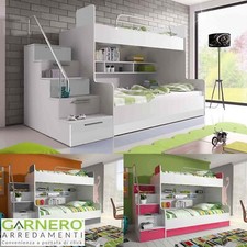 Cameretta bambini ENRICO Gihome ® con soppalco, scala a cassettoni, vari colori