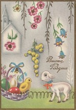 C2 - Cp Cartolina Augurale Pasqua Illustrata Agnello Pecora - Fg Vg 