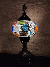 Lampada vetro mosaico orientale luce tavolo comodino abat jour etnico regalo 8M
