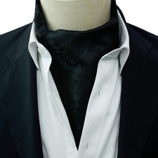 Cravatta Ascot In Raso Floreale Vintage Sciarpa Nera Paisley