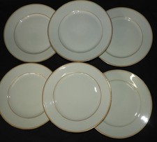 PORCELAINE DE PARIS XIXème : x6 assiettes 23 cm (liseré doré et rouge orangé)