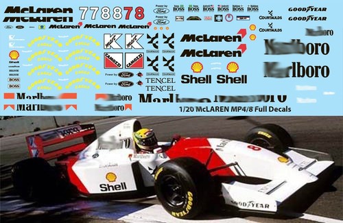 Decals per mclaren mp4 8 - 1/20,
