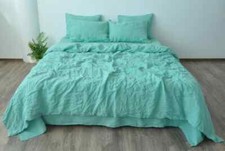 Set lenzuola lino turchese