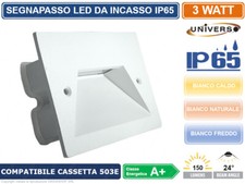 SEGNAPASSO LED RETTANGOLARE COLORE BIANCO MONTAGGIO A INCASSO 503E 3W DA ESTERNO
