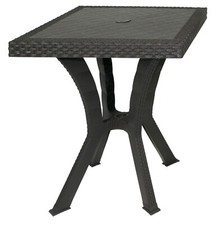 Tavolo da Giardino In Resina Antracite Bianco Rigoletto Rattan cm 60x60 PAS