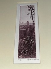 SARDEGNA GIOVANNI PISANO INCISIONE ACQUAFORTE PITTORE SARDO CAGLIARI -SARDINIA