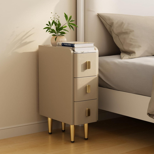 Comodino stretto beige con