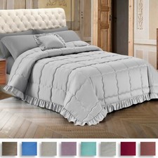 Trapunta Con Volant Balze Invernale Letto Matrimoniale + Cuscino Arredo Piumone