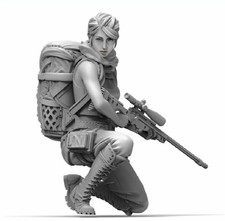 Modellino statuina resina 1/35 kit sexy ragazza donna cecchino tiratore soldato non dipinto