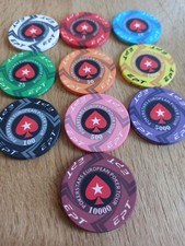 10 fiches da poker professionali in ceramica - European Poker Tour - EPT - kit test
