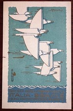 CARTOLINA MILITARE-AVIAZIONE "1930 CROCIERA AEREA ITALIA-BRASILE" ILL. G. PADUA