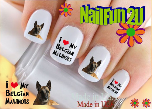 Nail art 164b dog - raed, love