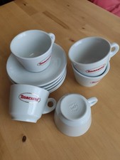 5 tazze bianche da cappuccino da bar con 5 piattini marca ROMCAFFE'