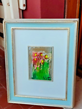 Quadro materico Maurilio Colombini TULIPANI olio su tavola cm 15 x 10 + cornice
