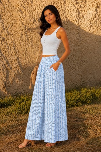 Pantaloni palazzo donna - , cotone
