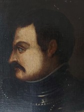 Antico quadro figura maschile NOBILE CONDOTTIERO UOMO guerriero XVII secolo