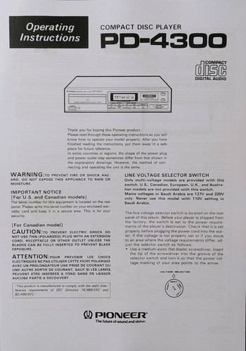 Pioneer 4300 lettore cd - -,