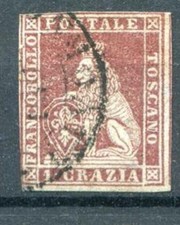 Antichi stati Toscana - 1851 Francobolli 1 Crazia Filigrana Corona N° 4 Usato 