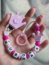 OFFERTA Catenella Portaciuccio Con Nome + Adattatore MAM Corona Principessa Baby