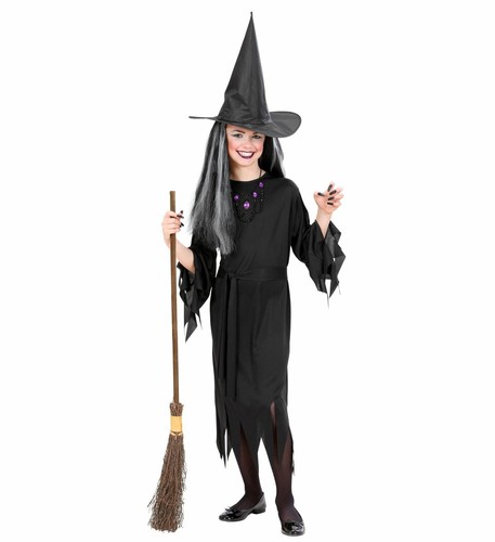 Costume strega bambina nero - costume,