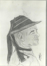 PROFILO DI UOMO - disegno originale a matita - firmato  -mix246