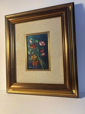 Quadro dipinto olio fiori rose  pittore Romagnoli cornice in legno