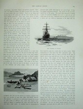 Vecchia stampa antica 1886 Australia King Malietoa Tamasese spedizione postale Pango XIX