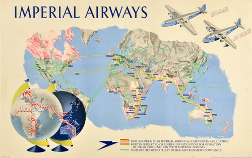 Imperial airways routes - routes, ensign