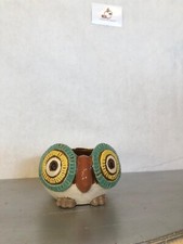 Gufo ceramica casa home azzurro giallo decorativo vaso portafiori ufficio balcon