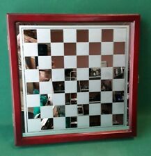 SCACCHI SCACCHIERA IN VETRO SATINATO SPECCHIO E LEGNO PEDINE IN VETRO. YYY78