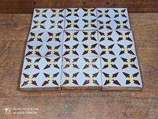 Antiche Riggiole in ceramica maiolica Cm. 9,5X9,5x2 compos.9 pz cm. 28,5 X 28,5