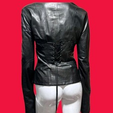 Iconica Rara Vintage Archivio Roberto Cavalli  giacca Nera pelle Corseto Bondage