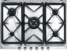Smeg Piano Cottura A Gas 5 Zone Griglie In Ghisa 75 Cm Acciaio Inox SRV576GH5