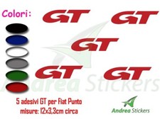 Fiat Punto GT Adesivi Per Paracolpi Fiancate Specchietti - 5 pezzi 12x3,4cm