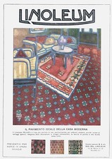 PUBBLICITA' 1925 PAVIMENTI DI LINOLEUM INLAID FUTURISMO MODELLI  GUIDO MARUSSIG 