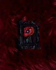 miniatura piccolo quadro dipinto fiore papavero rosso sfondo nero cornice...