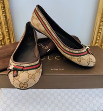 GUCCI BALLERINE Tessuto GG e FASCIA WEB Fiocchi FULL SET CONDIZIONI ECCELLENTI