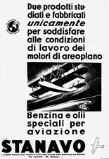 PUBBLICITA 1933 BENZINA STANAVO AEREI  AVIAZIONE FUTURISMO MOTORE AEROPLANO