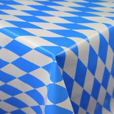 Tela Cerata Tovaglia Oktoberfest Bavarese Rombo Blu 8074-1 Angolare Tondo Ovale