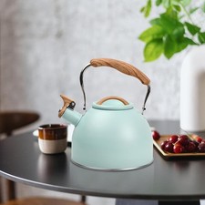 Bollitore con fischio acciaio inox teiera bolli acqua manico legno 2,6 Litri EVA