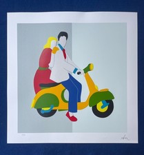 Marco Lodola "Vacanze romane", serigrafia e collage originale firmata 70x70,5 cm