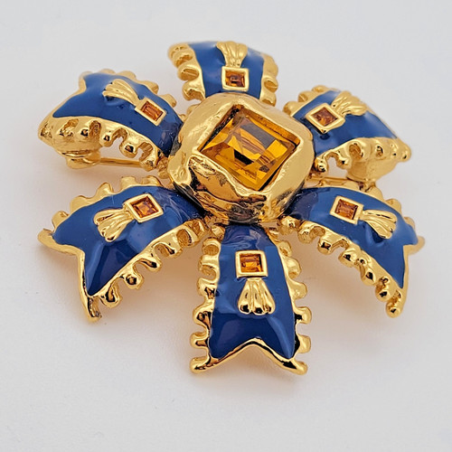 Ciondolo spilla smaltata blu