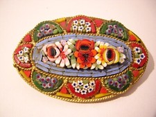 SPILLA OVALE ANTICA MICRO MOSAICO ~ MICROMOSAICO