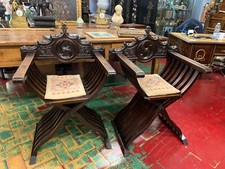 Sedie savonarola vintage in noce epoca XX secolo