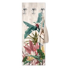 Appendiabiti da parete BANANA LEAVES 46x125 con stampa, attaccapanni con 5 ganci