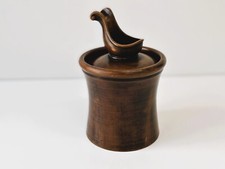 ZACCAGNINI PORTA TABACCO CON PORTA PIPA IN CERAMICA FATTO A MANO VINTAGE RARO