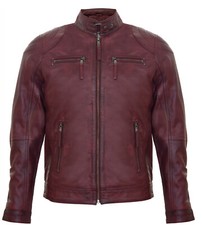 Giacca Biker In Pelle Bordeaux